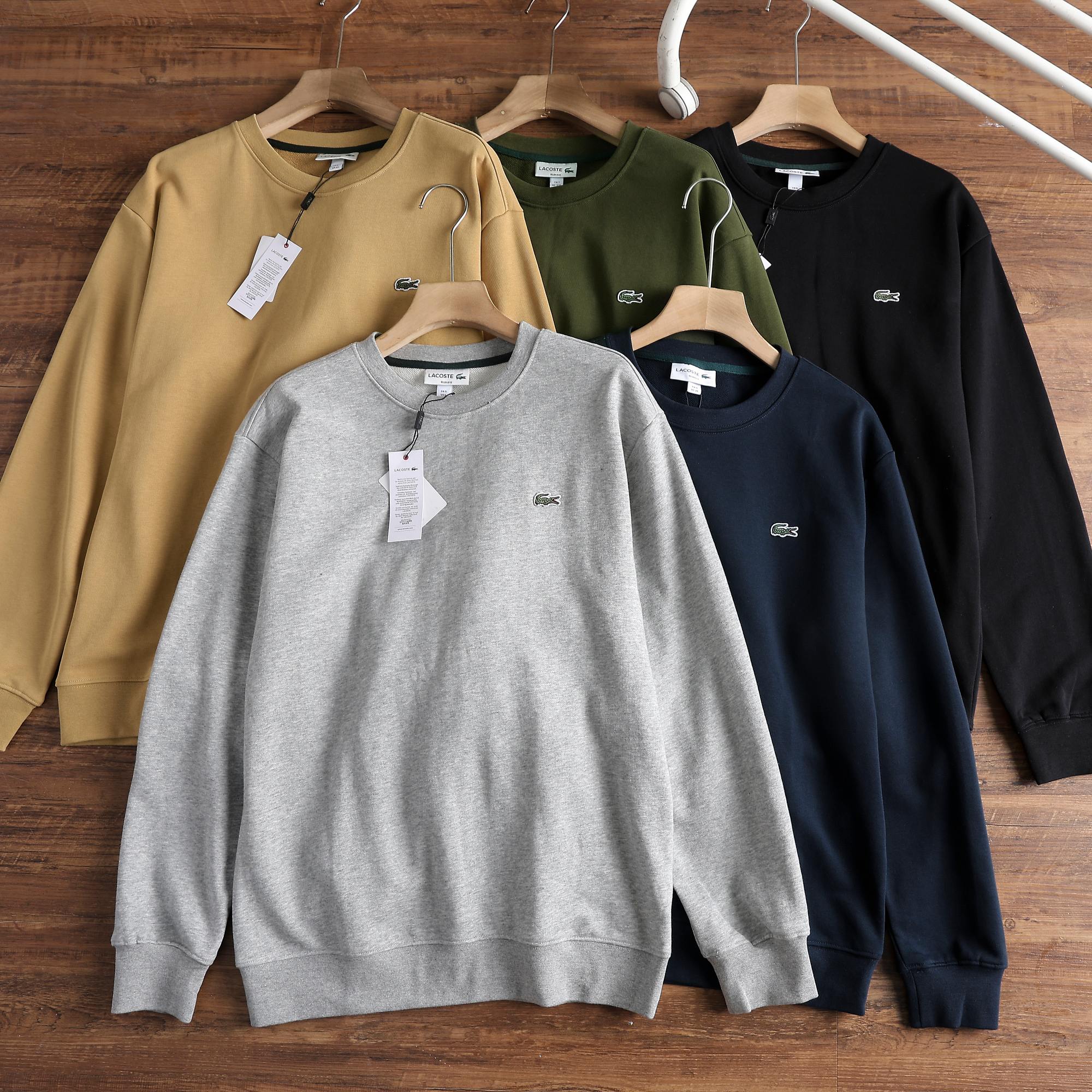 LACOSTE Kleidung Sweatshirts Schwarz Grau Khaki Stickerei Männer Baumwolle Herbst/Winter Kollektion