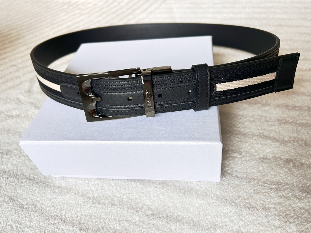 Bally Men’s Leather Belt: Modern Classic with Double Belts and B-Word Tie - 图片 7