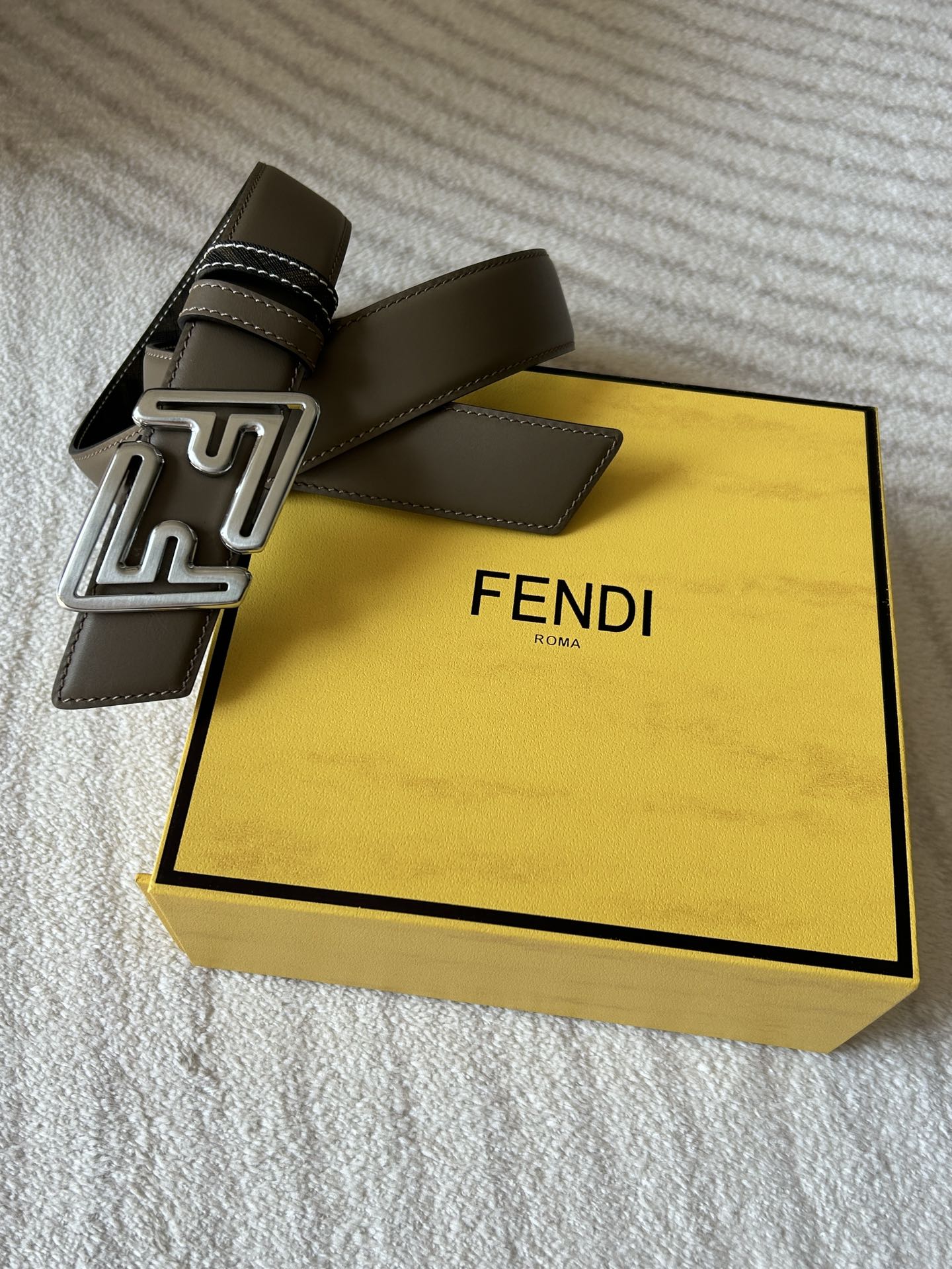 [Fendi Belts]Brushed white finished metal parts