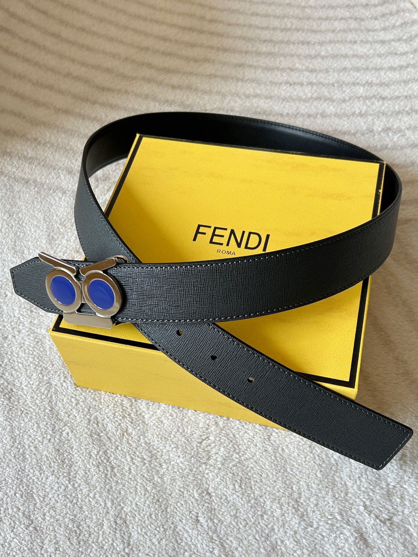 [Fendi Belts]Width 3.8cm mold-polished metal buckle Inspired by.FENDIFACES spe