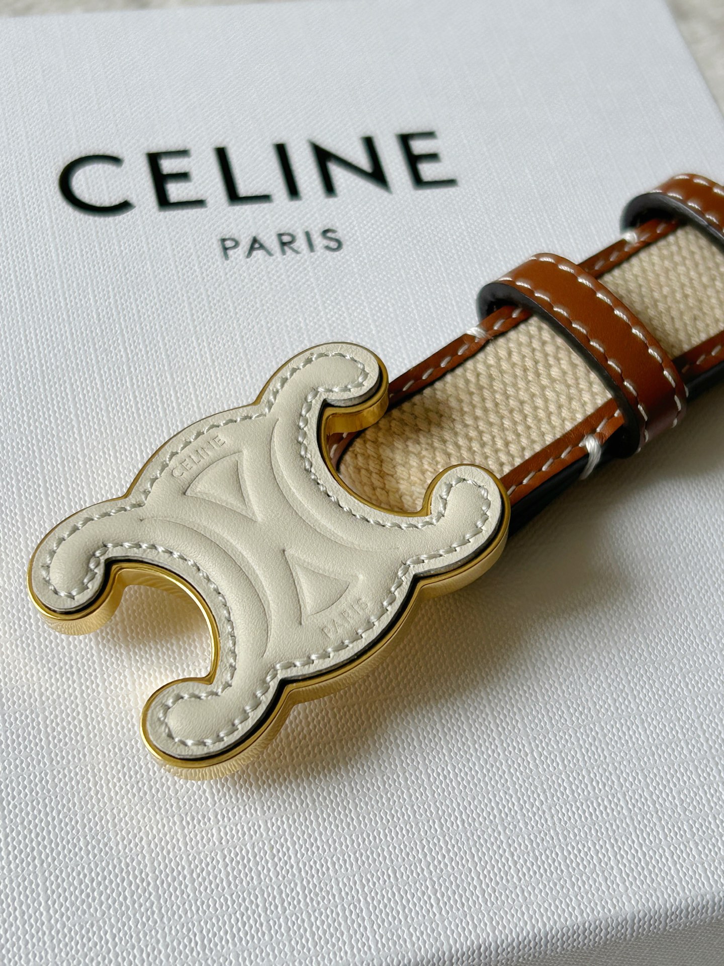 [Celine Belts]Celine presbyopic belt Exquisite canvas paired with textured cow