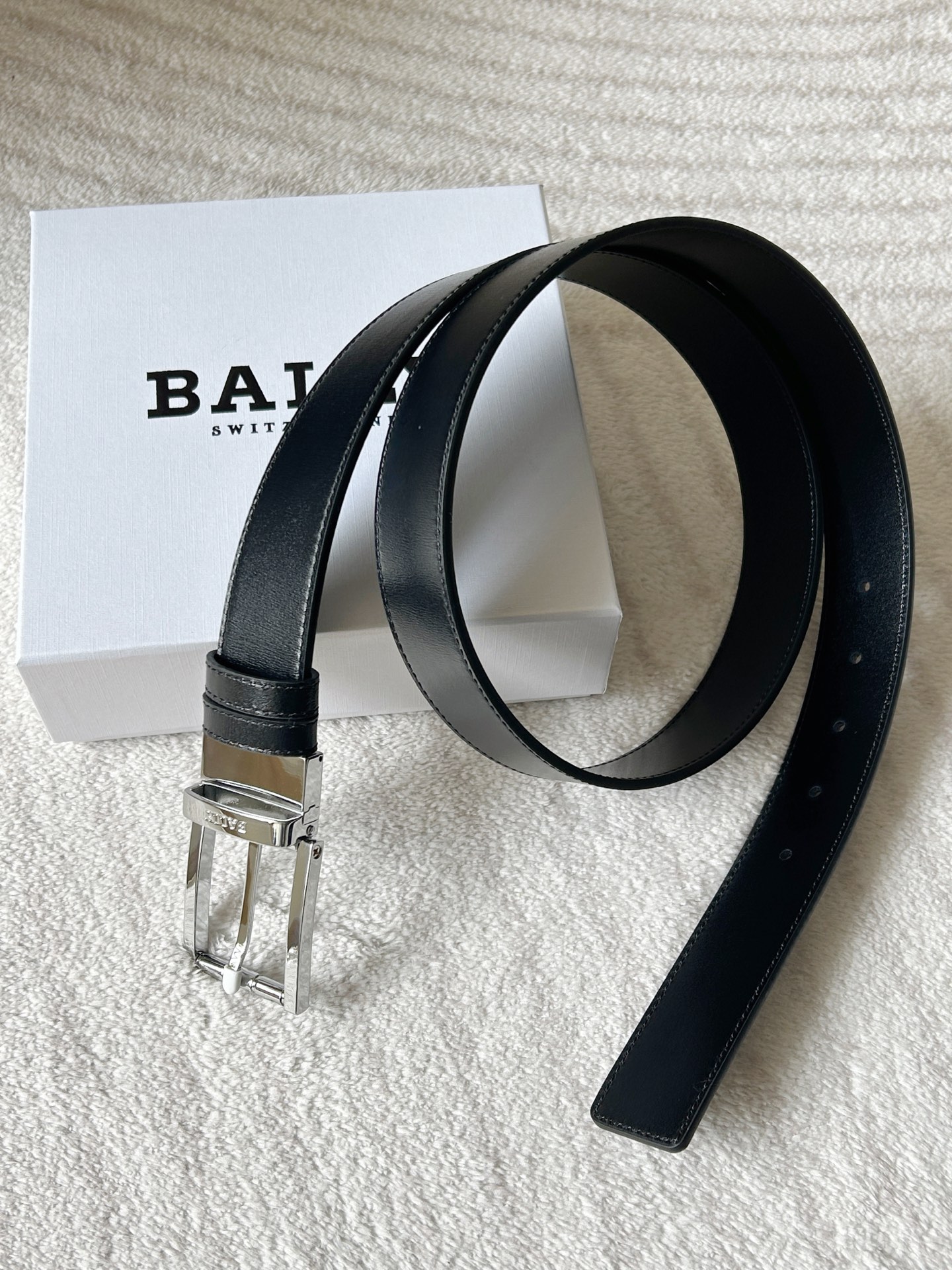 Bally Men’s Leather Belt: Modern Style with Double Belts, 3.4cm Width. - 图片 5