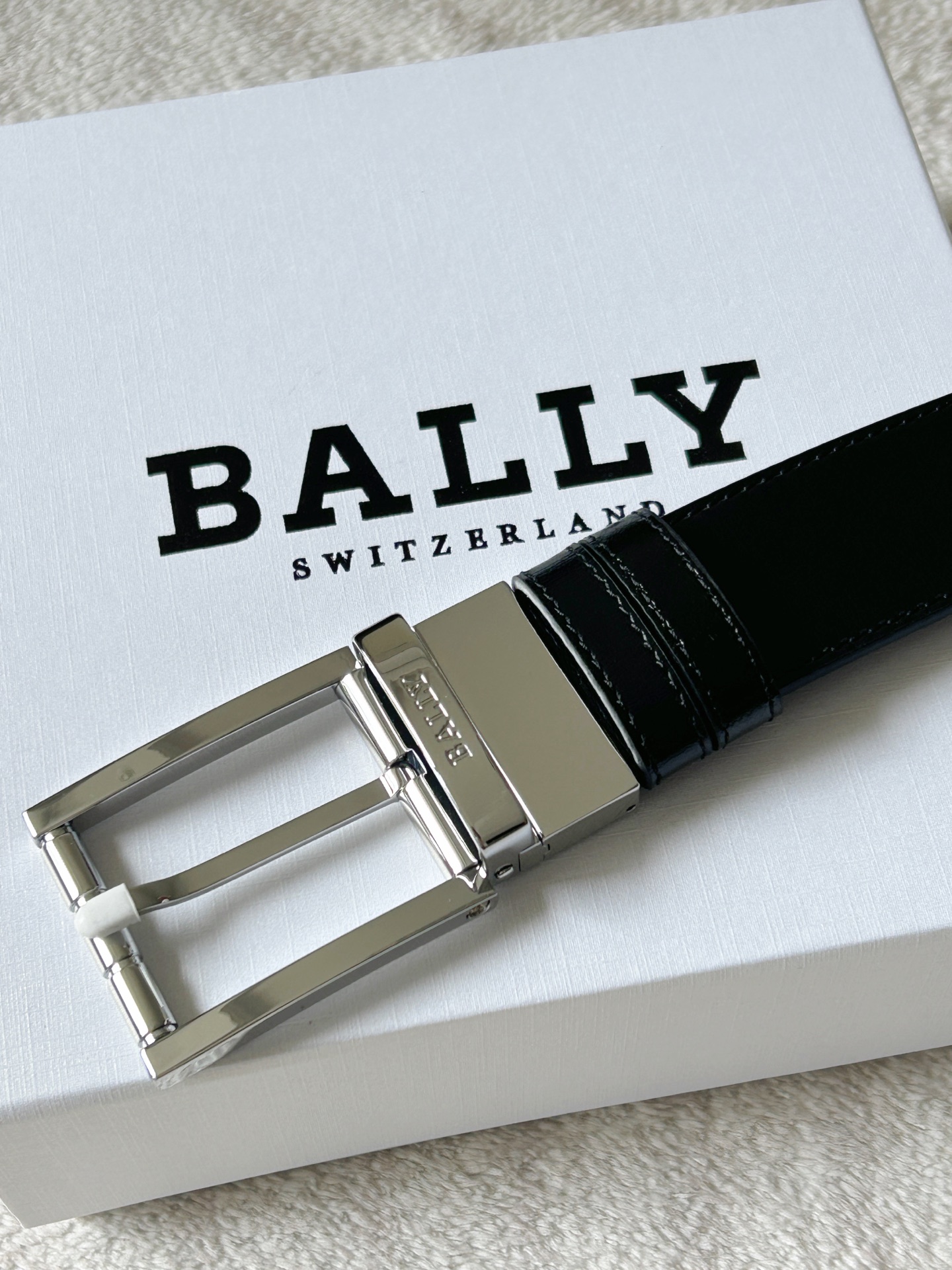 Bally Men’s Leather Belt: Modern Style with Double Belts, 3.4cm Width. - 图片 2