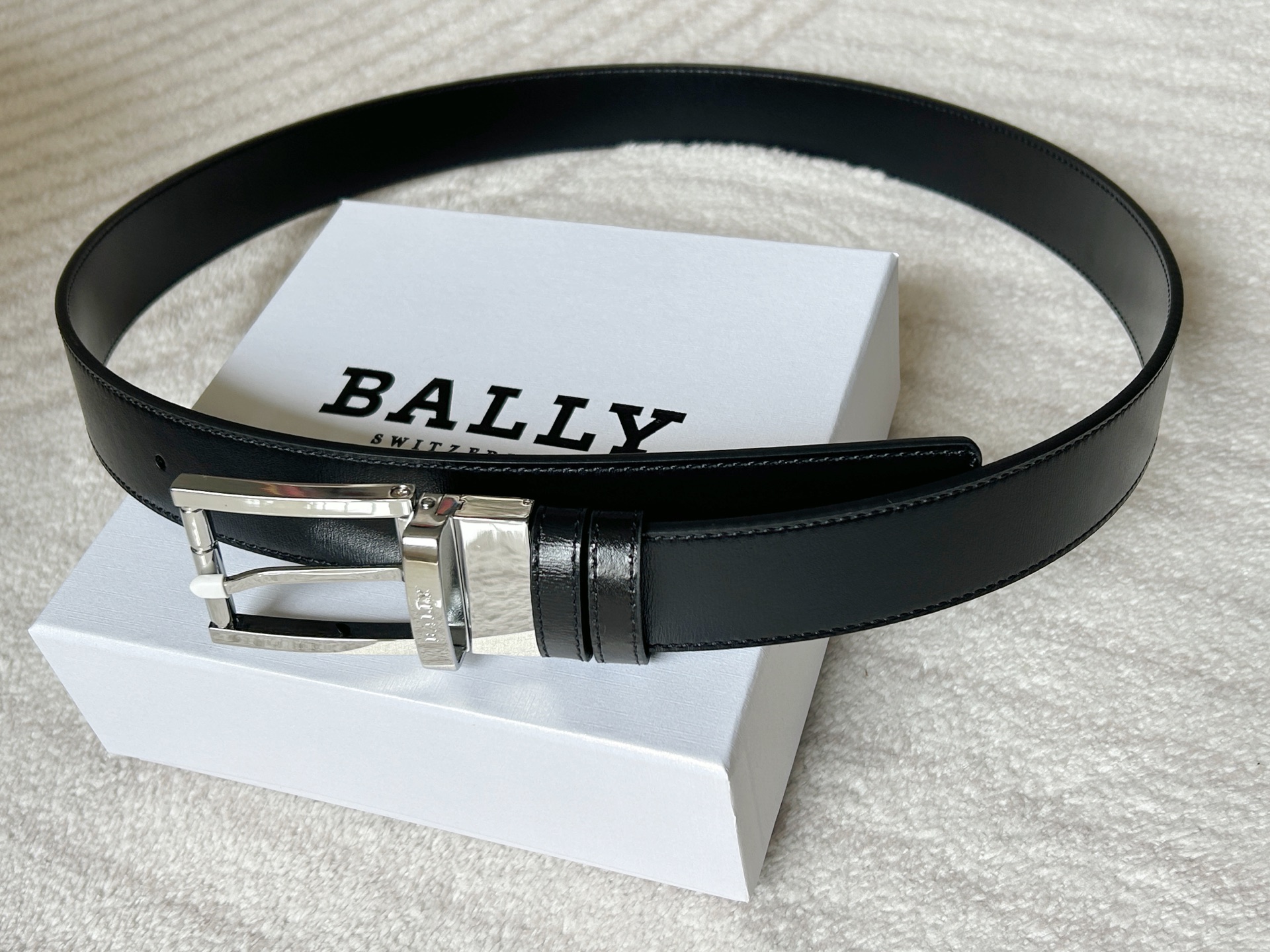 Bally Men’s Leather Belt: Modern Style with Double Belts, 3.4cm Width. - 图片 7