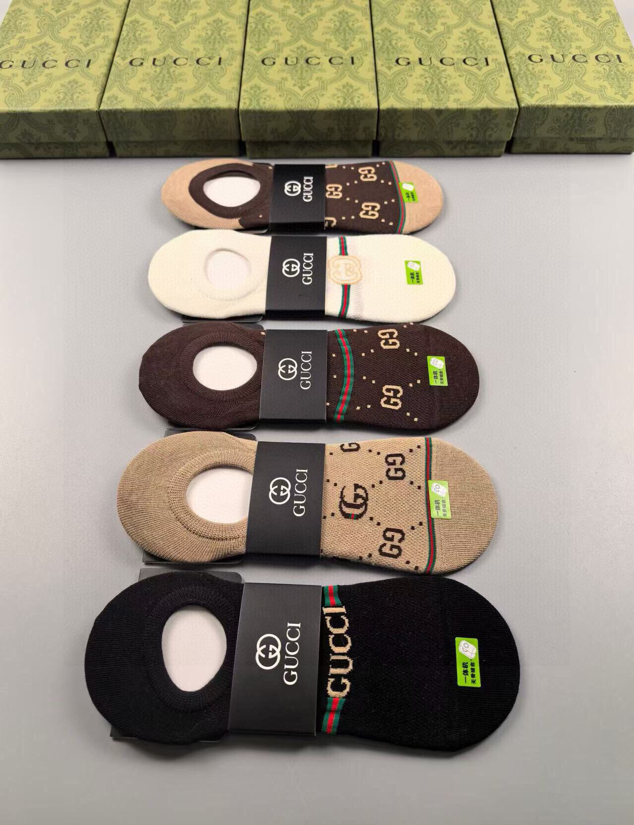 NO:299711,Gucci · Gucci G home new women's invisible socks all-in-one boneless suture socks [one box and five pairs] classic jacquard logo, pure cotton material, super comfortable and beautiful big brands to go out on the street, trendy people must have super easy to match socks, socks, gucci, gucci, socks19860909Gucci · 古奇G家新品女款隐形袜子一体机无骨缝合袜子【一盒五双】提花经典标志,纯棉材质,超舒适超美腻大牌出街,潮人必备超好搭袜子,袜子,gucci,gucci,socks,accessory