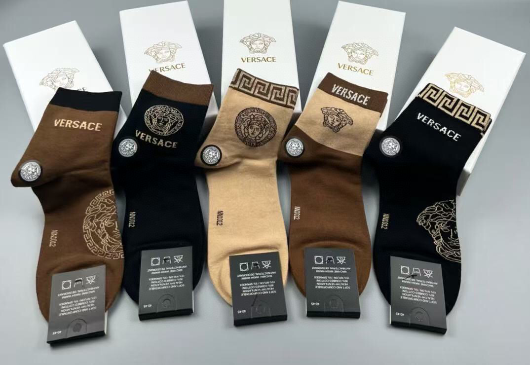  🆕Versace · 范思哲❗️新品男款袜子❗️【一盒五双】纯棉材质织造，超柔软舒适，提花经典美人头➕