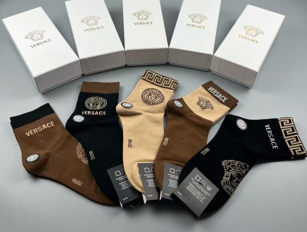  🆕Versace · 范思哲❗️新品男款袜子❗️【一盒五双】纯棉材质织造，超柔软舒适，提花经典美人头➕