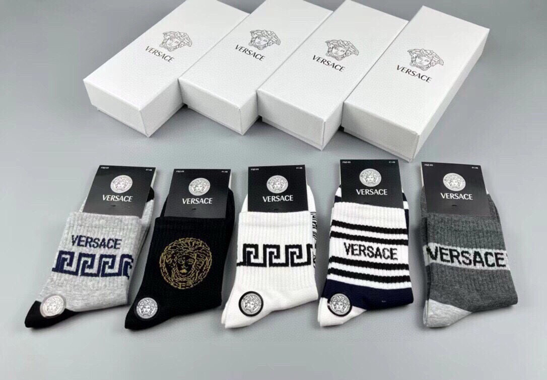  🆕Versace · 范思哲❗️新品男款袜子❗️【一盒五双】纯棉材质织造，超柔软舒适，提花经典美人头➕