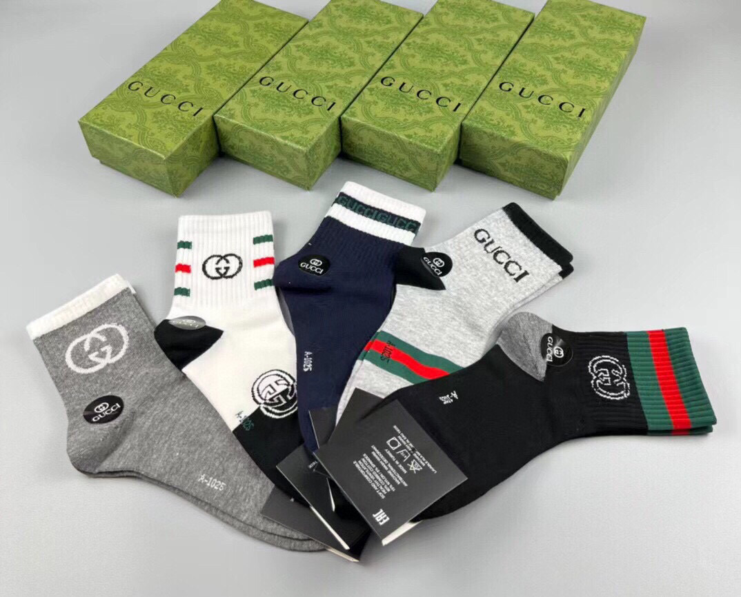  🆕Gucci · 古奇❗️G家新品袜子❗️【一盒五双】提花经典双G标志，超级nice，实物超漂亮，超火