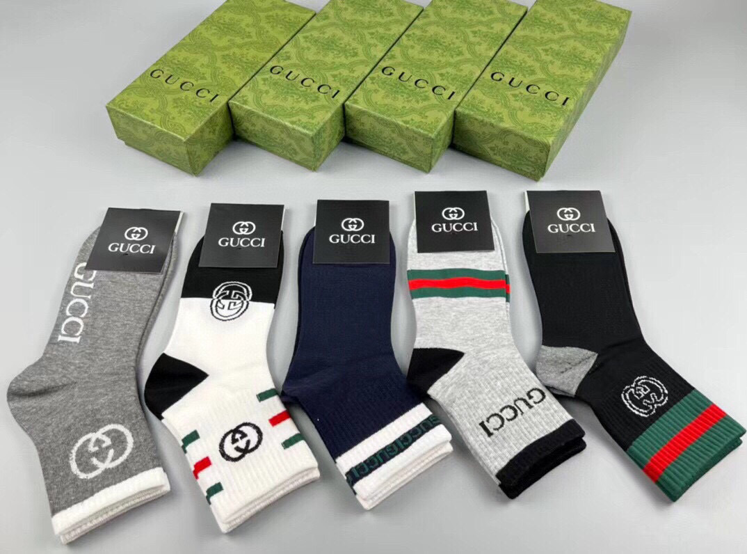  🆕Gucci · 古奇❗️G家新品袜子❗️【一盒五双】提花经典双G标志，超级nice，实物超漂亮，超火
