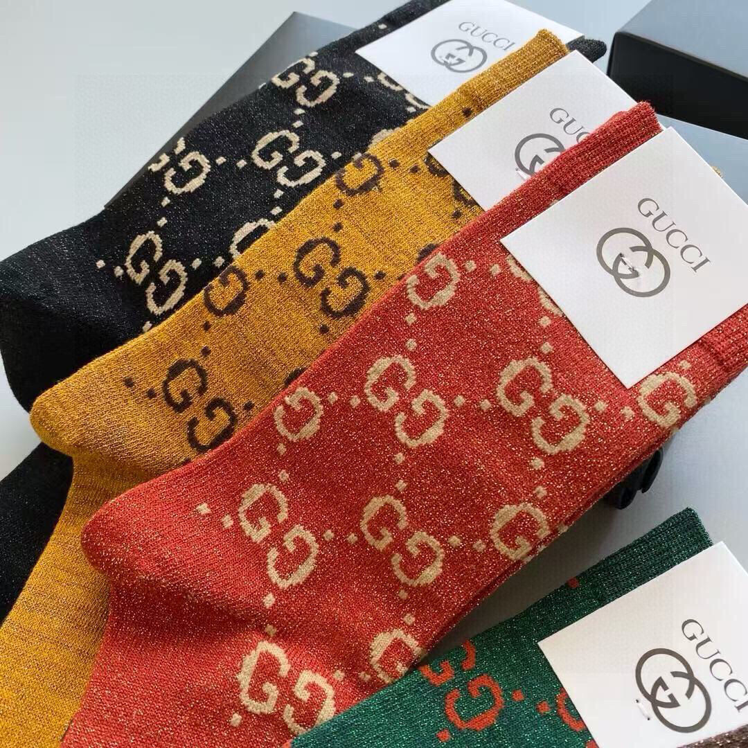  🆕Gucci · 古奇❗️炒鸡火爆的款式❗️【一盒五双】G家专柜一直在售的经典款，纯棉织造，加上闪闪金