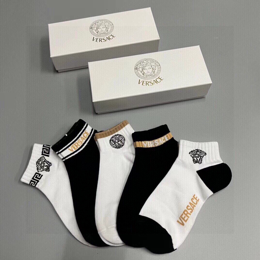  🆕Versace · 范思哲❗️新品男款袜子❗️【一盒五双】纯棉材质织造，超柔软舒适，提花经典logo