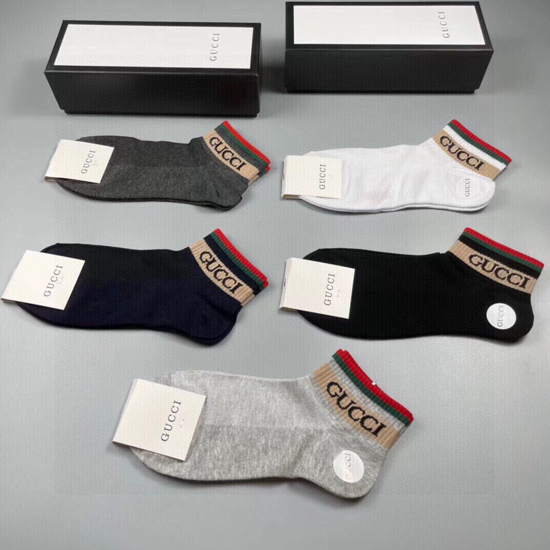  🆕Gucci · 古奇❗️G家新品男款短袜❗️【一盒五双】G家专柜同步短袜，提花经典标志，超级nice