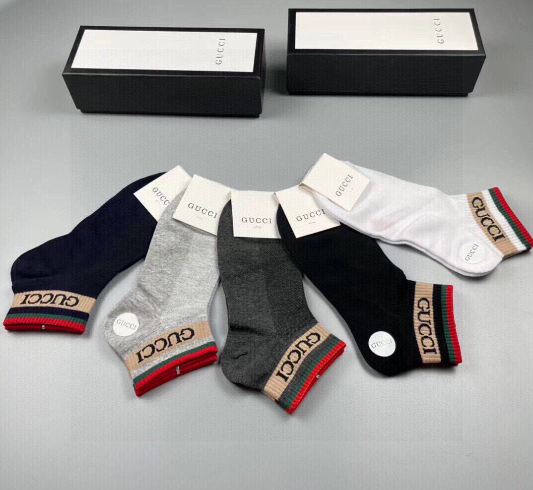  🆕Gucci · 古奇❗️G家新品男款短袜❗️【一盒五双】G家专柜同步短袜，提花经典标志，超级nice