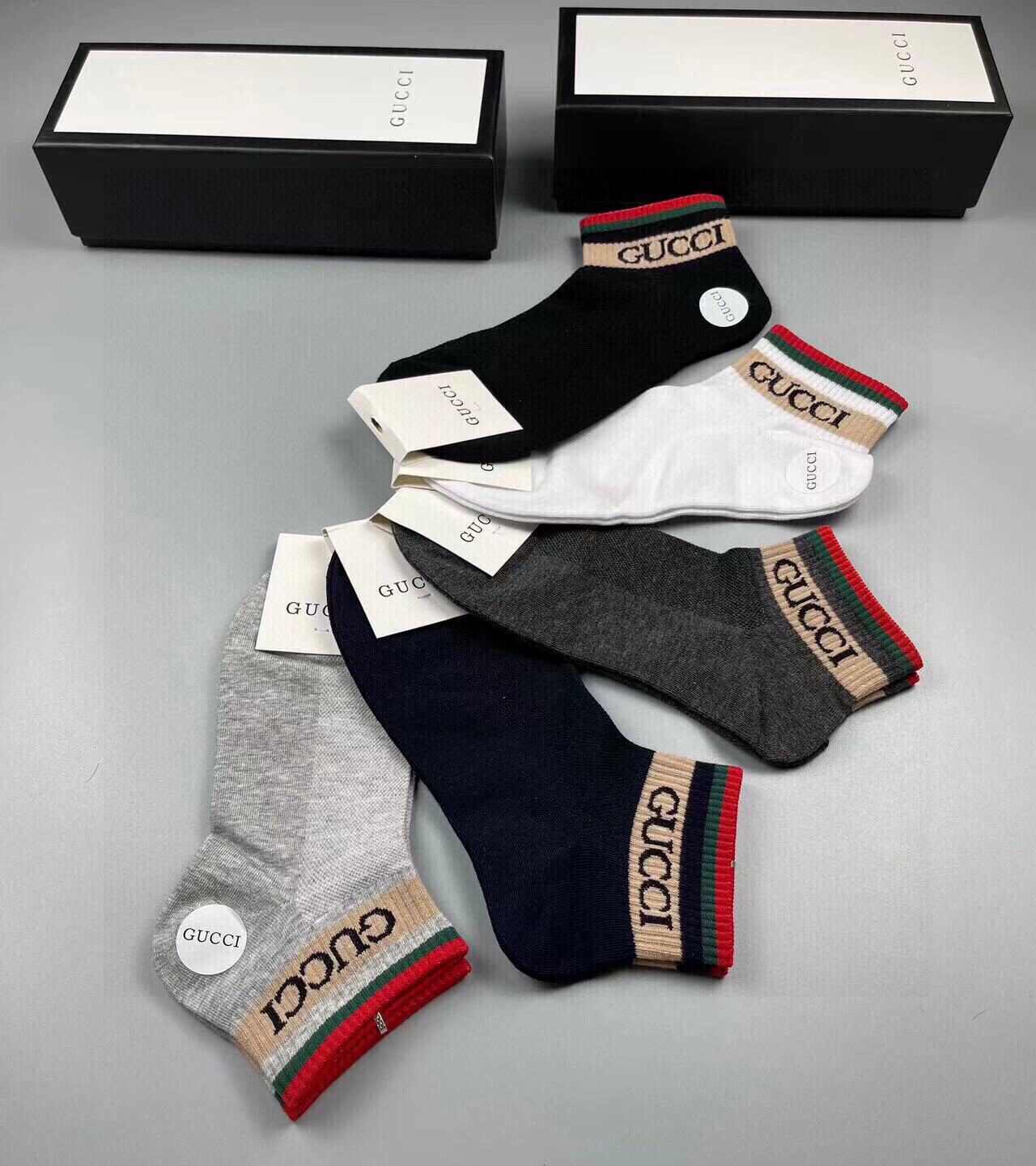  🆕Gucci · 古奇❗️G家新品男款短袜❗️【一盒五双】G家专柜同步短袜，提花经典标志，超级nice