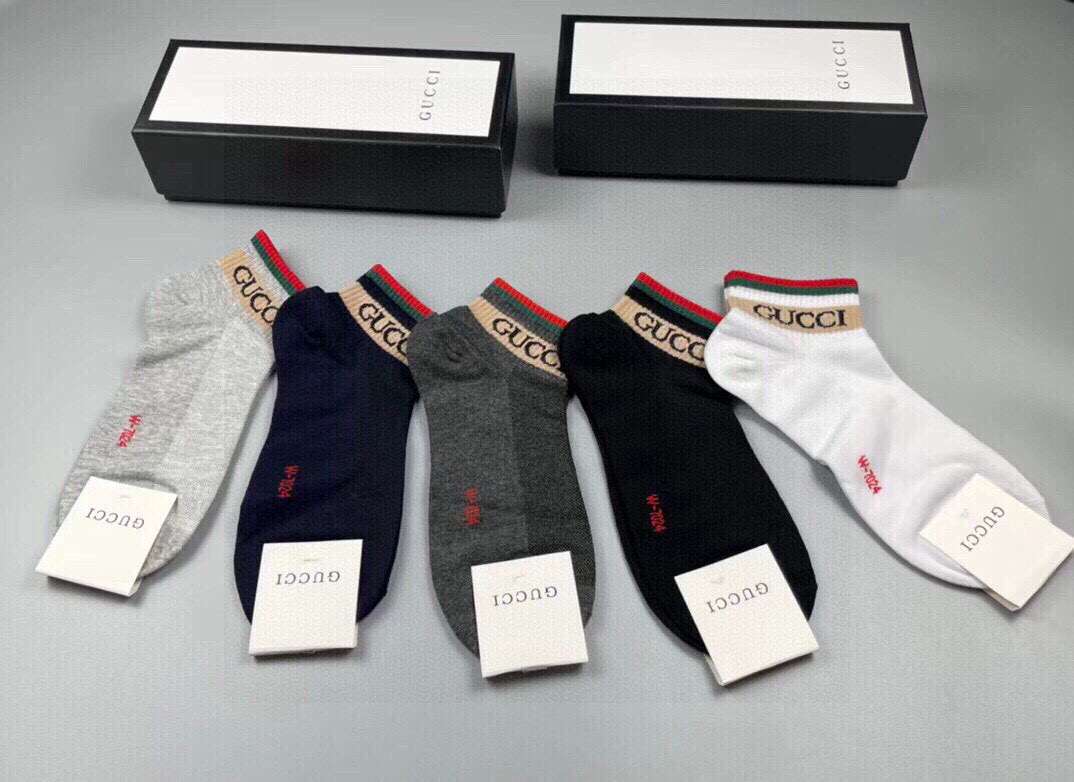  🆕Gucci · 古奇❗️G家新品男款短袜❗️【一盒五双】G家专柜同步短袜，提花经典标志，超级nice