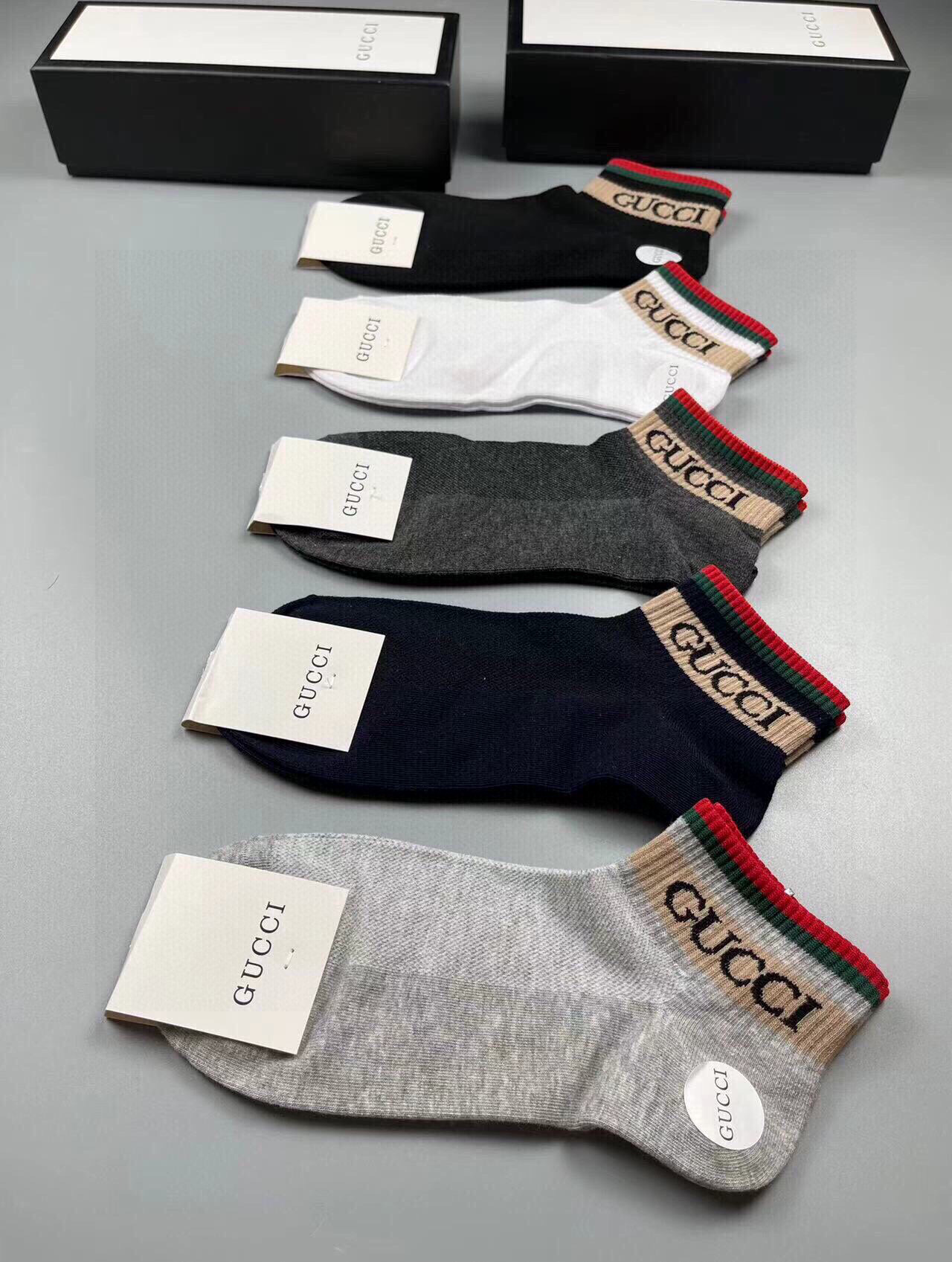  🆕Gucci · 古奇❗️G家新品男款短袜❗️【一盒五双】G家专柜同步短袜，提花经典标志，超级nice