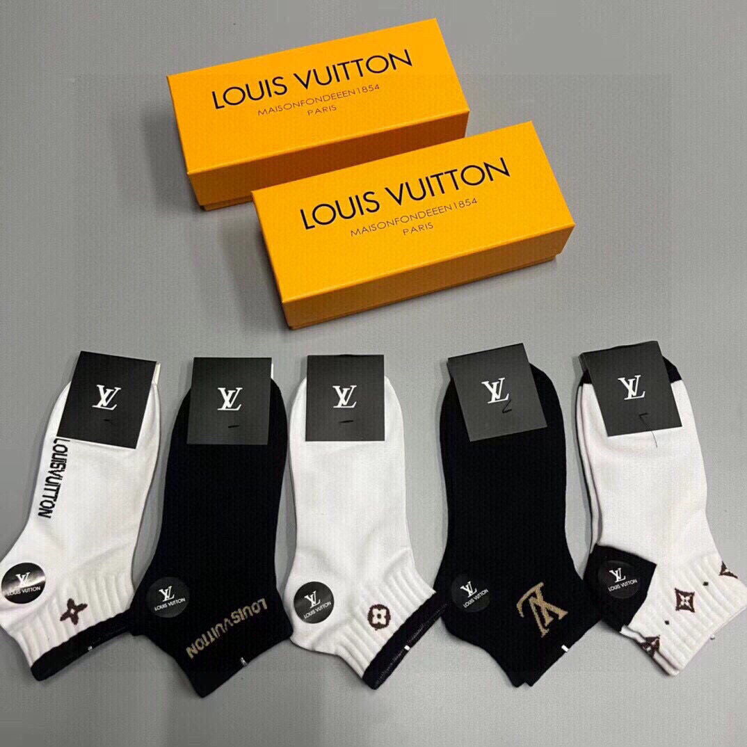  🆕Louis Vuitton · 路易威登❗️驴家新品男款袜子❗️【一盒五双】提花驴家经典logo，纯
