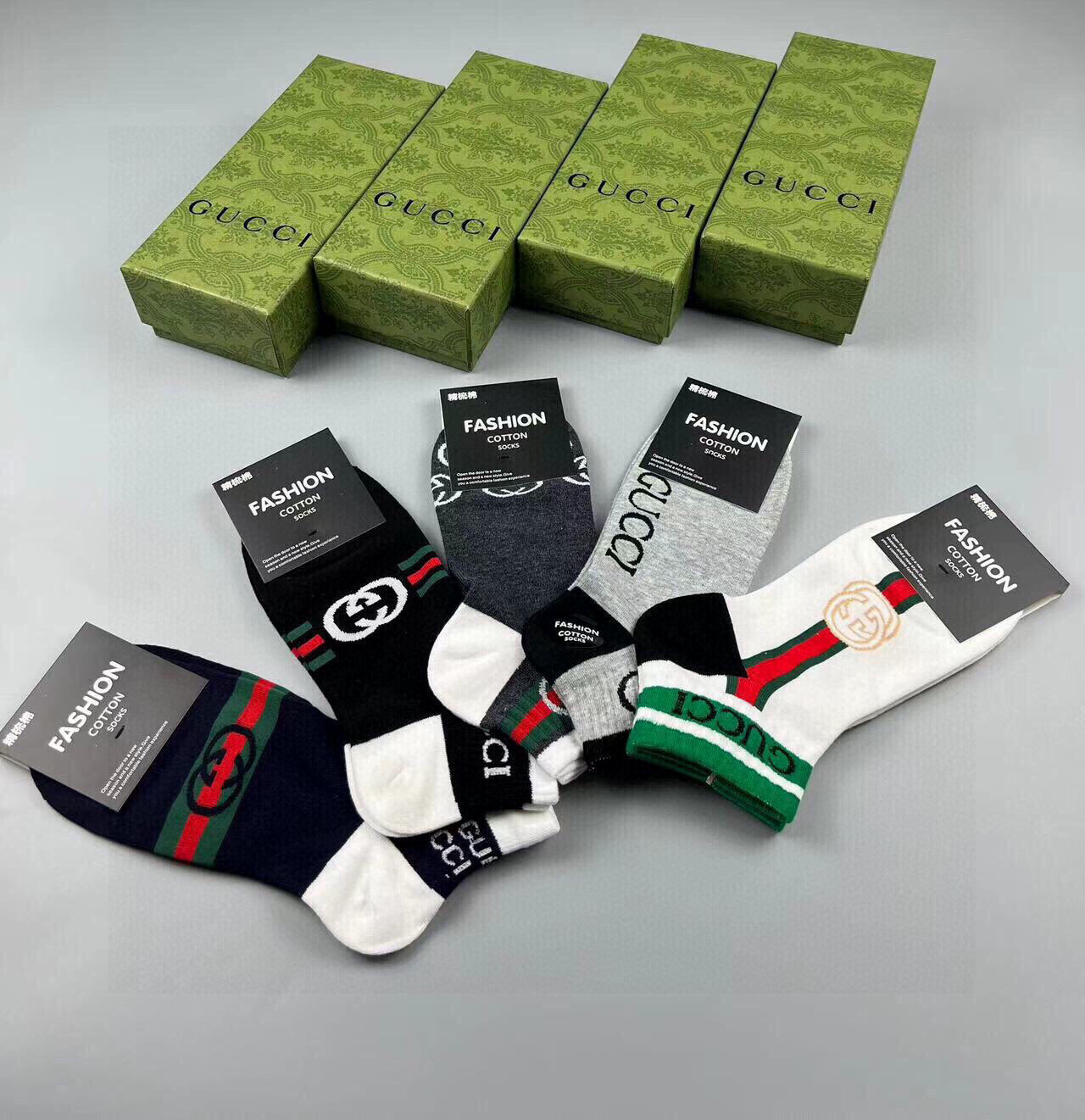  🆕Gucci · 古奇❗️G家新品男款短袜❗️【一盒五双】G家专柜同步短袜，提花经典标志，超级nice