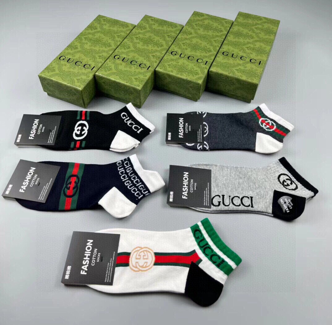  🆕Gucci · 古奇❗️G家新品男款短袜❗️【一盒五双】G家专柜同步短袜，提花经典标志，超级nice