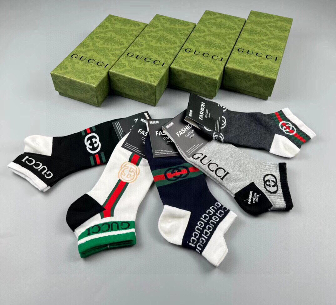  🆕Gucci · 古奇❗️G家新品男款短袜❗️【一盒五双】G家专柜同步短袜，提花经典标志，超级nice