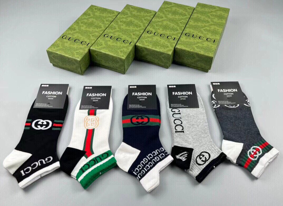  🆕Gucci · 古奇❗️G家新品男款短袜❗️【一盒五双】G家专柜同步短袜，提花经典标志，超级nice