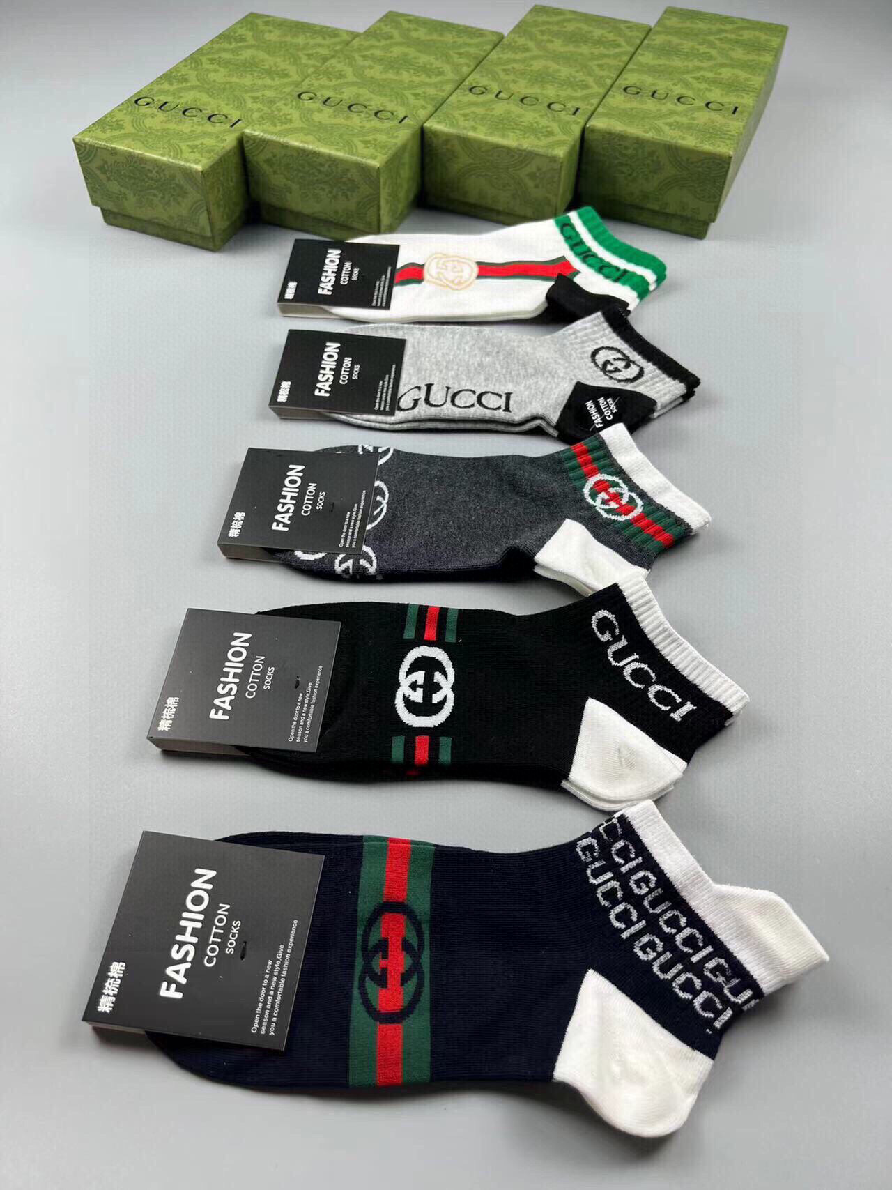  🆕Gucci · 古奇❗️G家新品男款短袜❗️【一盒五双】G家专柜同步短袜，提花经典标志，超级nice