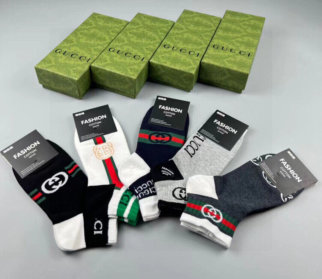  🆕Gucci · 古奇❗️G家新品男款短袜❗️【一盒五双】G家专柜同步短袜，提花经典标志，超级nice
