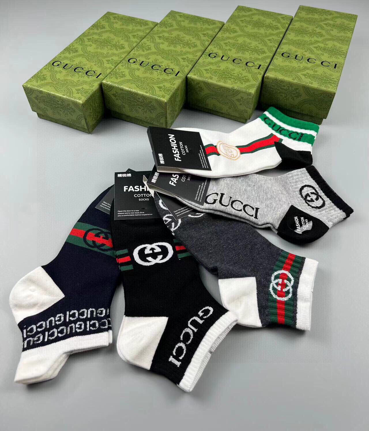  🆕Gucci · 古奇❗️G家新品男款短袜❗️【一盒五双】G家专柜同步短袜，提花经典标志，超级nice