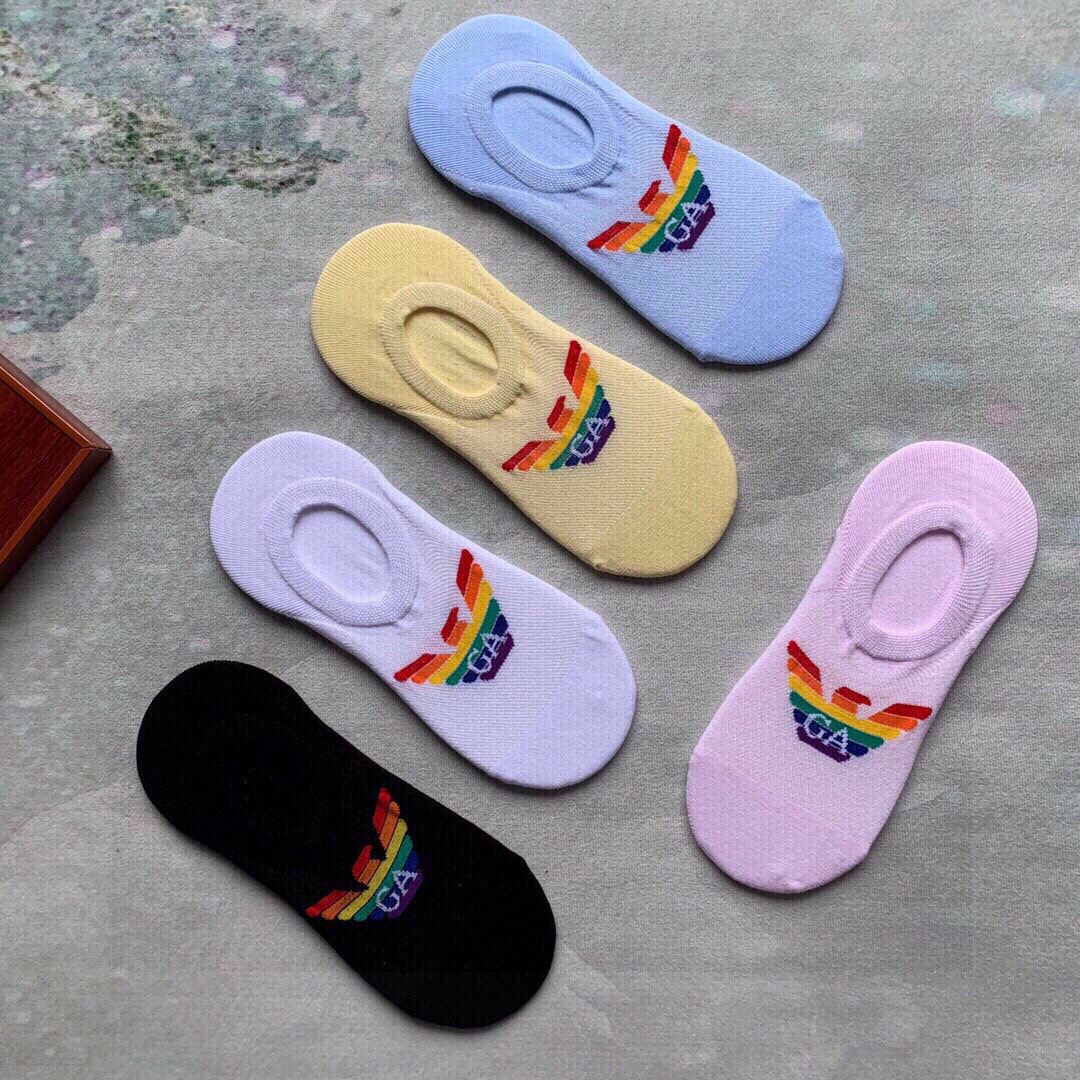  🆕EMPORIO ARMANI · 阿玛尼❗️新品女款隐形袜子❗️【一盒五双】提花经典logo标志，纯