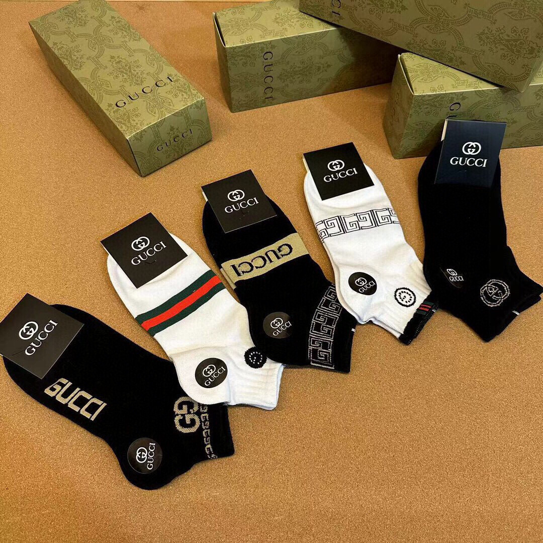  🆕Gucci · 古奇❗️G家新品男款短袜❗️【一盒五双】G家专柜同步短袜，提花经典标志，超级nice