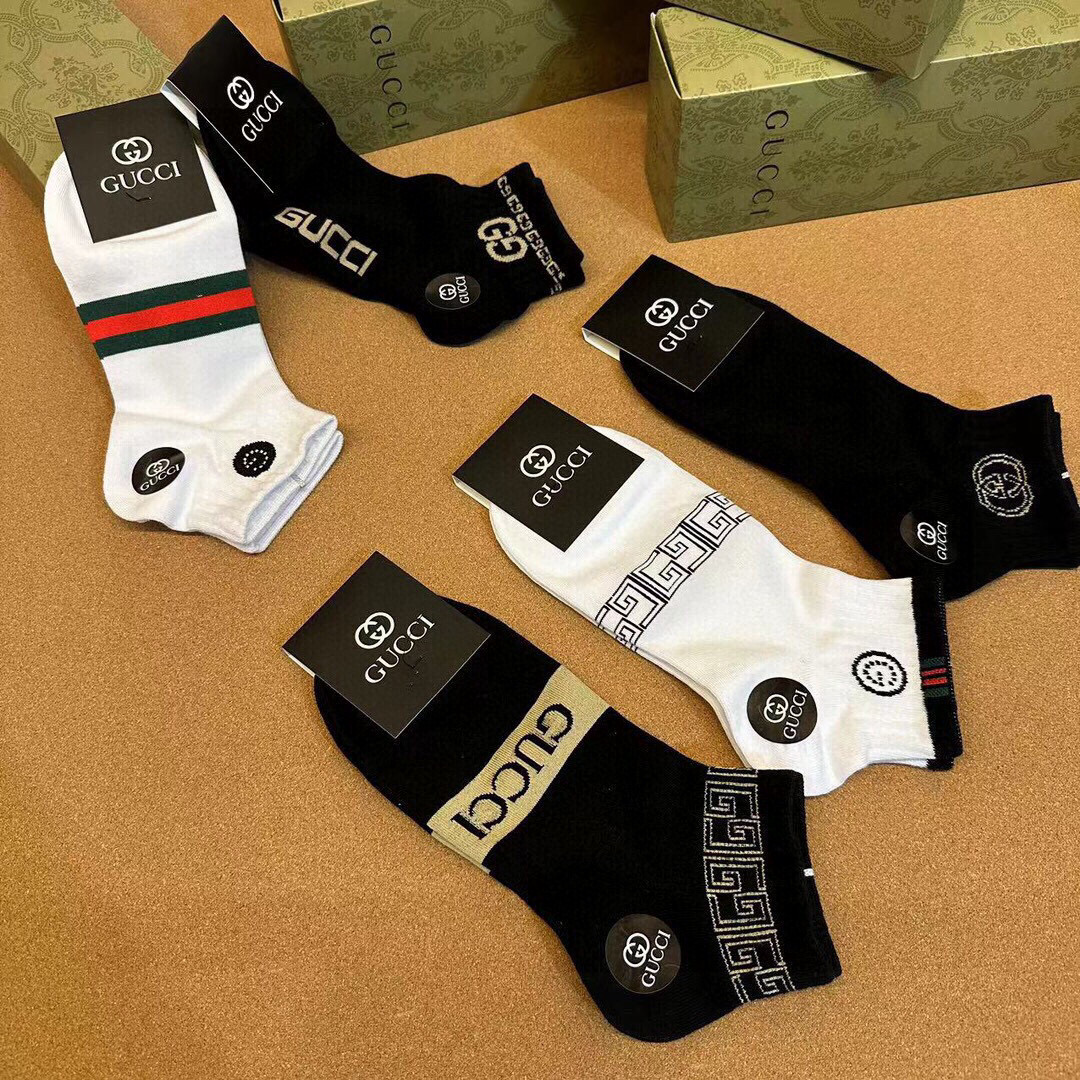  🆕Gucci · 古奇❗️G家新品男款短袜❗️【一盒五双】G家专柜同步短袜，提花经典标志，超级nice