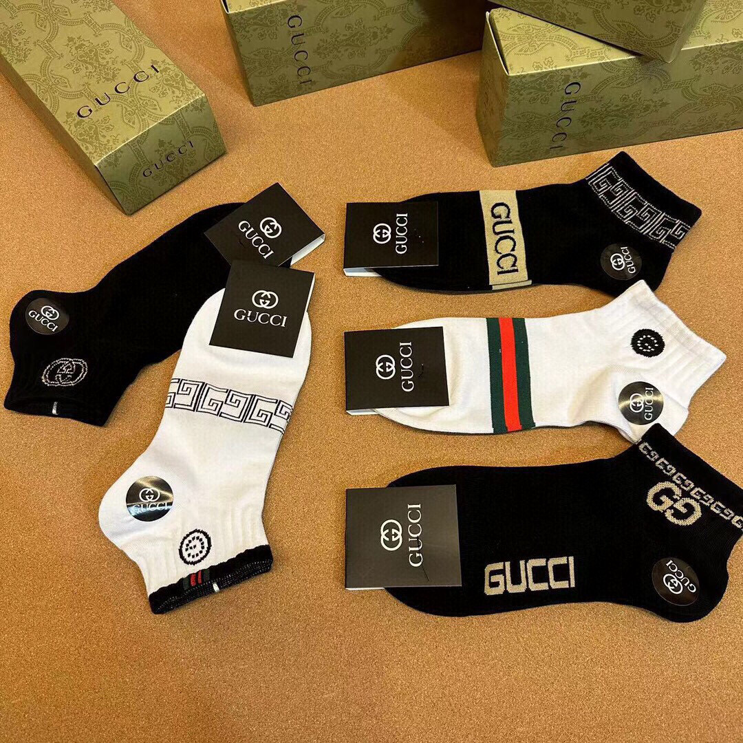  🆕Gucci · 古奇❗️G家新品男款短袜❗️【一盒五双】G家专柜同步短袜，提花经典标志，超级nice