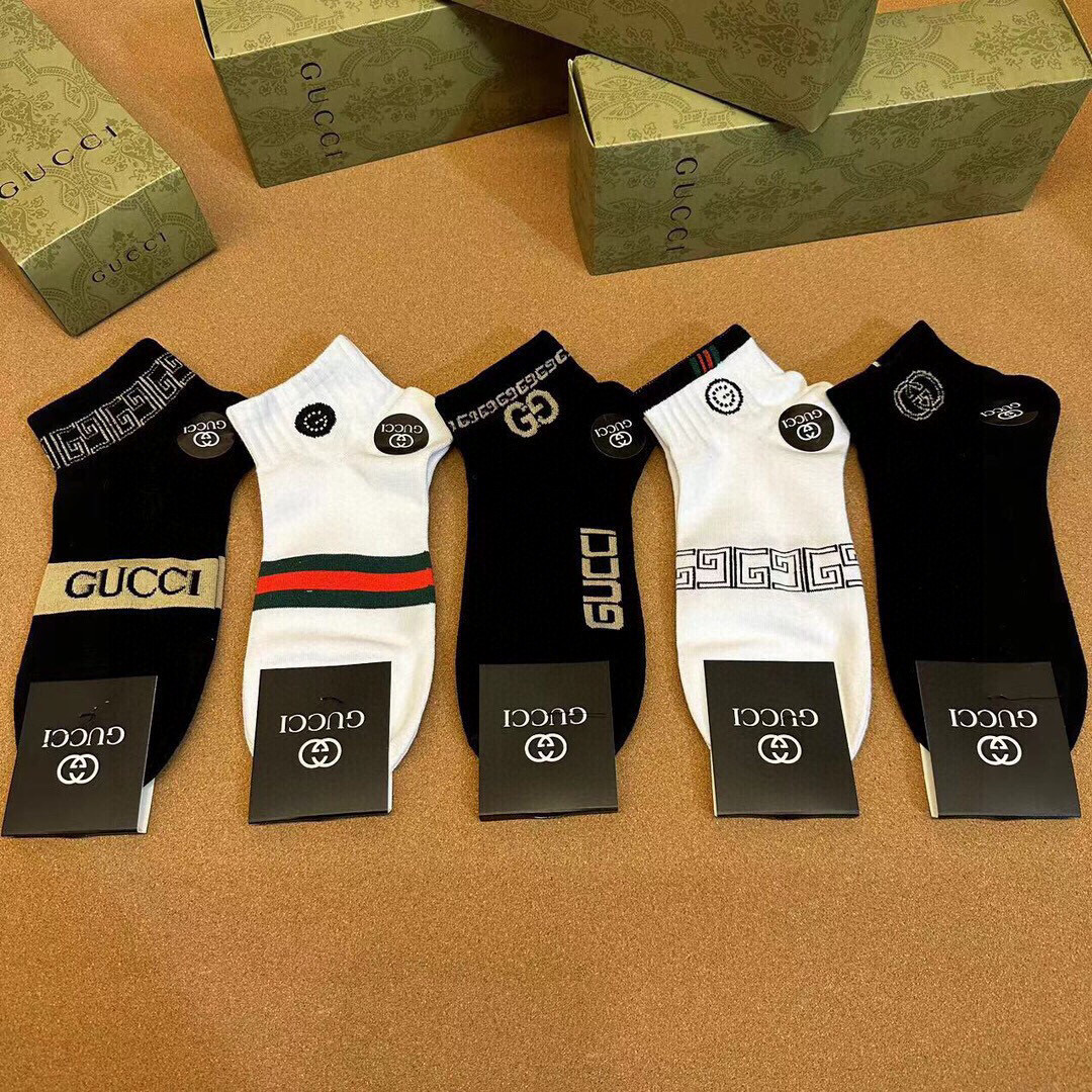  🆕Gucci · 古奇❗️G家新品男款短袜❗️【一盒五双】G家专柜同步短袜，提花经典标志，超级nice