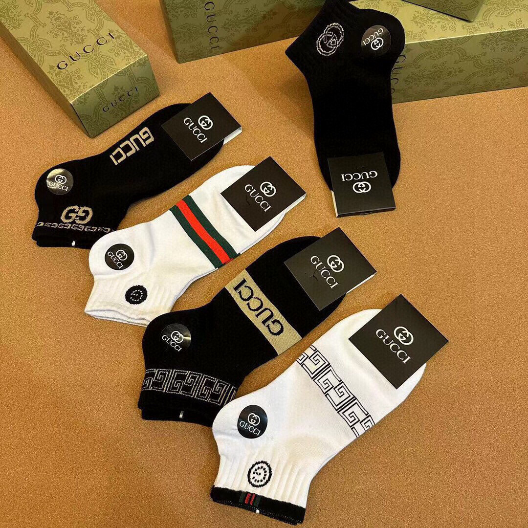  🆕Gucci · 古奇❗️G家新品男款短袜❗️【一盒五双】G家专柜同步短袜，提花经典标志，超级nice