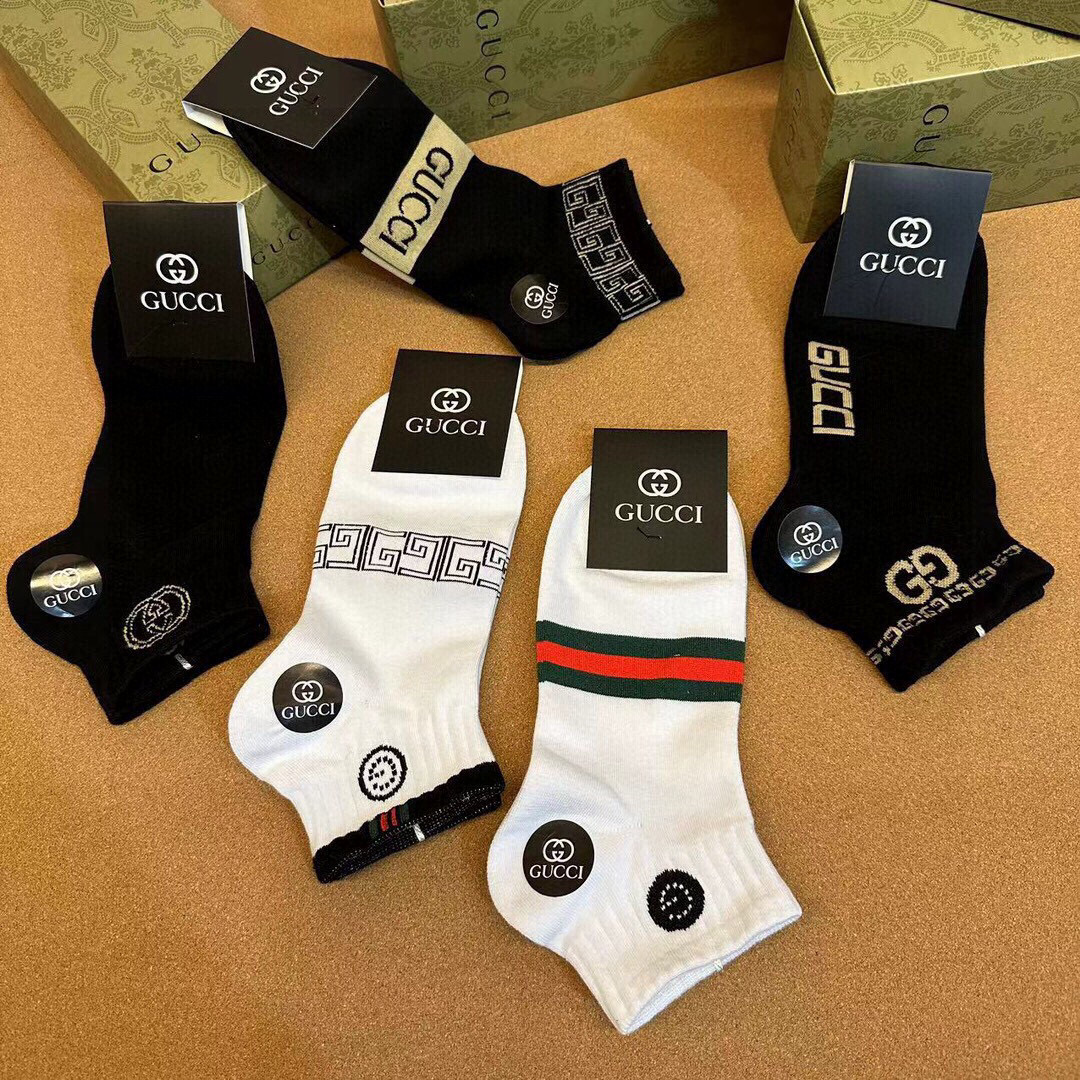  🆕Gucci · 古奇❗️G家新品男款短袜❗️【一盒五双】G家专柜同步短袜，提花经典标志，超级nice