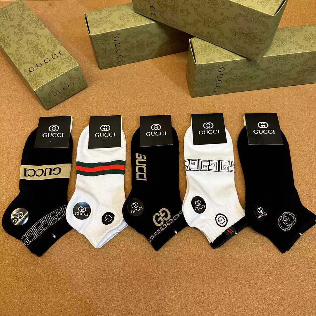  🆕Gucci · 古奇❗️G家新品男款短袜❗️【一盒五双】G家专柜同步短袜，提花经典标志，超级nice