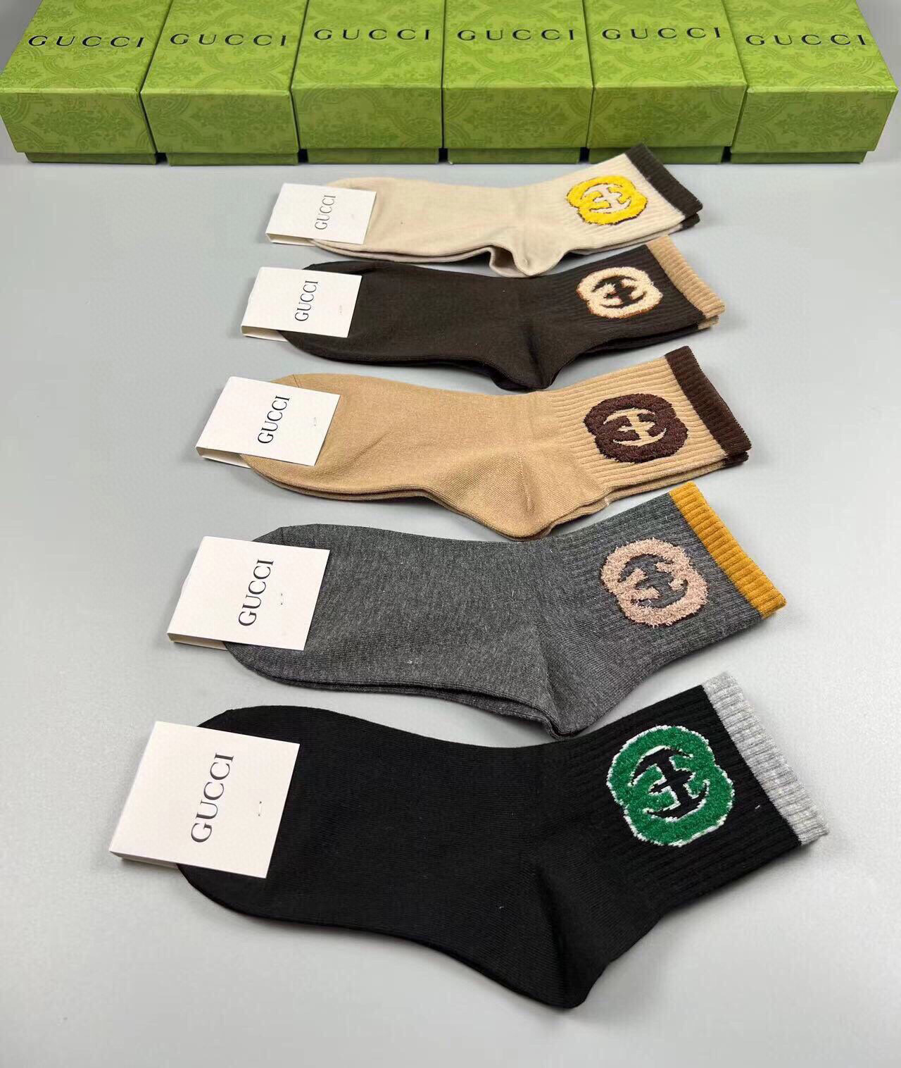  🆕Gucci · 古奇❗️G家新品袜子❗️【一盒五双】提花经典双G标志，超级nice，实物超漂亮，超火