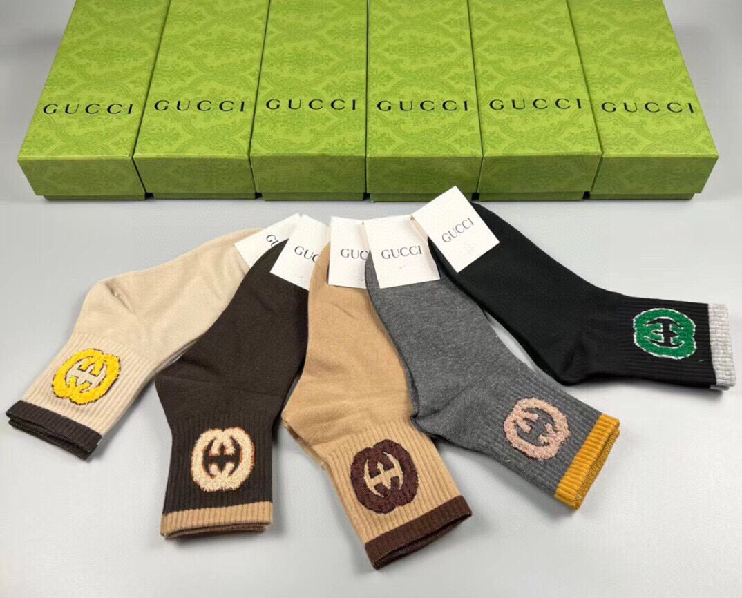  🆕Gucci · 古奇❗️G家新品袜子❗️【一盒五双】提花经典双G标志，超级nice，实物超漂亮，超火