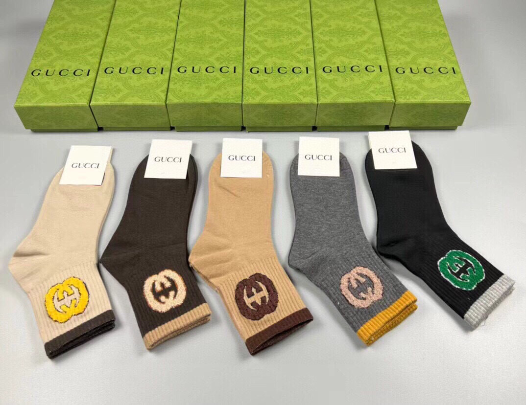  🆕Gucci · 古奇❗️G家新品袜子❗️【一盒五双】提花经典双G标志，超级nice，实物超漂亮，超火