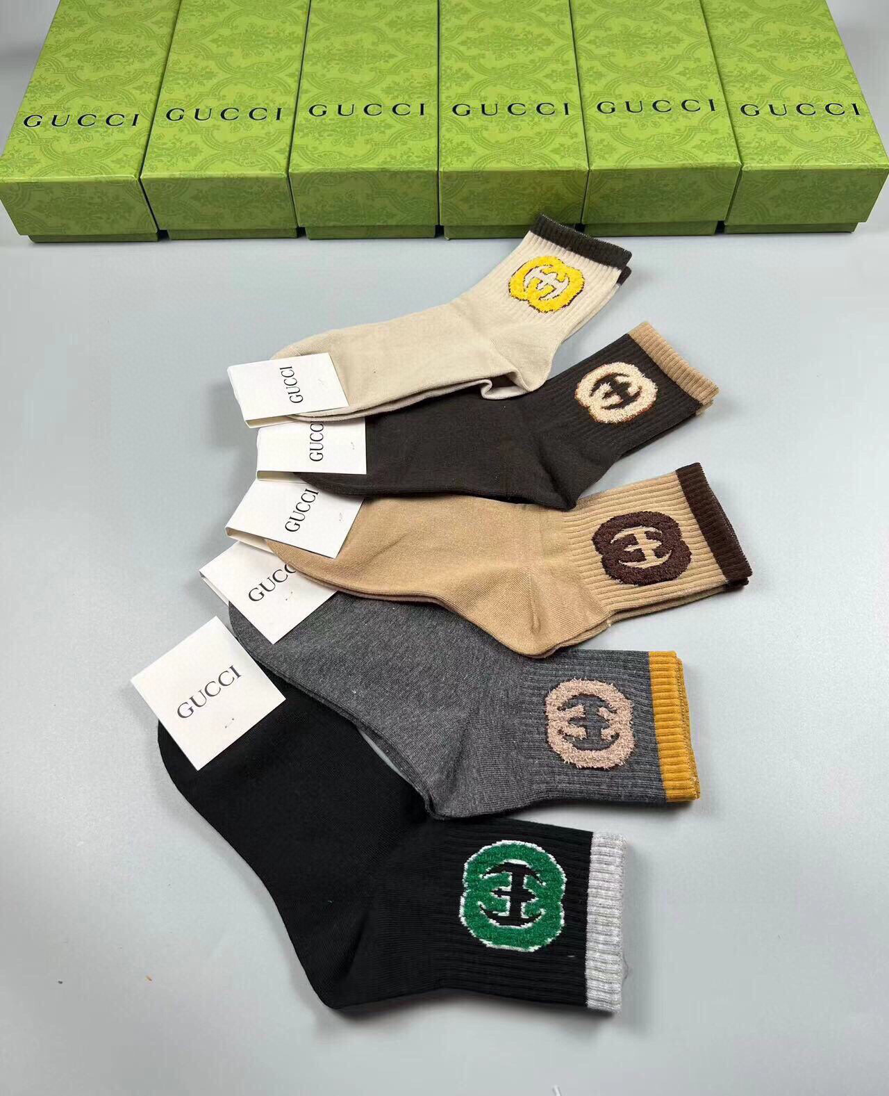  🆕Gucci · 古奇❗️G家新品袜子❗️【一盒五双】提花经典双G标志，超级nice，实物超漂亮，超火