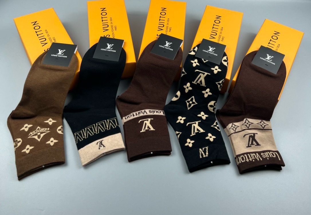  🆕Louis Vuitton · 路易威登❗️驴家新品袜子❗️【一盒五双】驴家经典logo，纯棉材质制