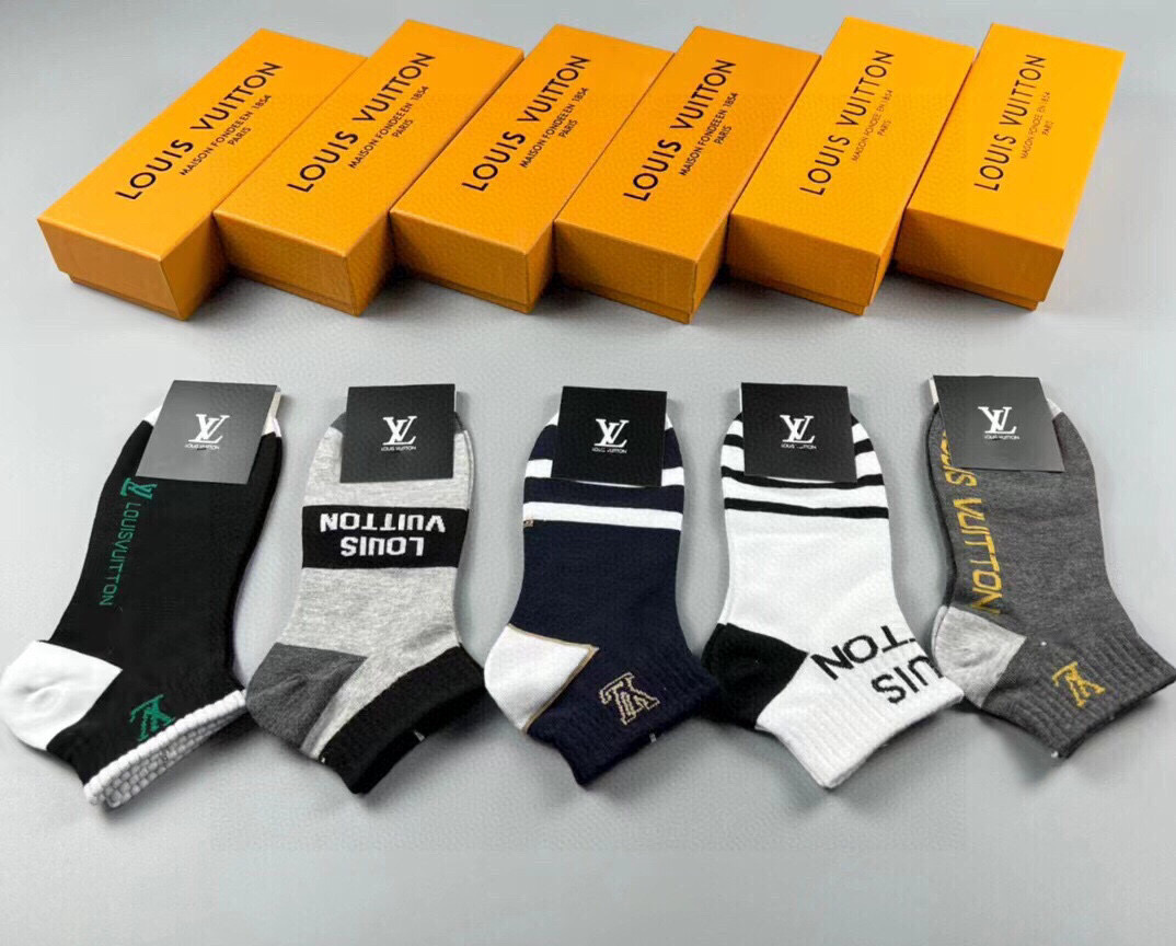  🆕Louis Vuitton · 路易威登❗️驴家新品男款袜子❗️【一盒五双】驴家经典全场logo，纯