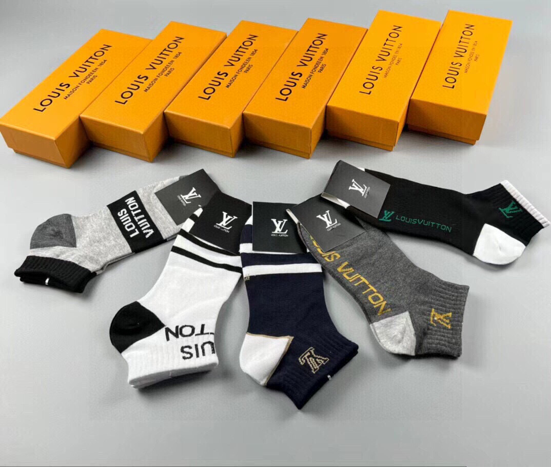  🆕Louis Vuitton · 路易威登❗️驴家新品男款袜子❗️【一盒五双】驴家经典全场logo，纯