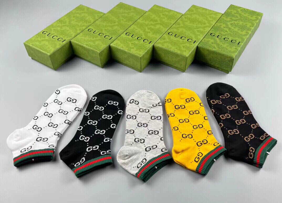 🆕Gucci · 古奇❗️G家新品男款袜子❗️【一盒五双】提花经典标志，超级nice，实物超漂亮，超火