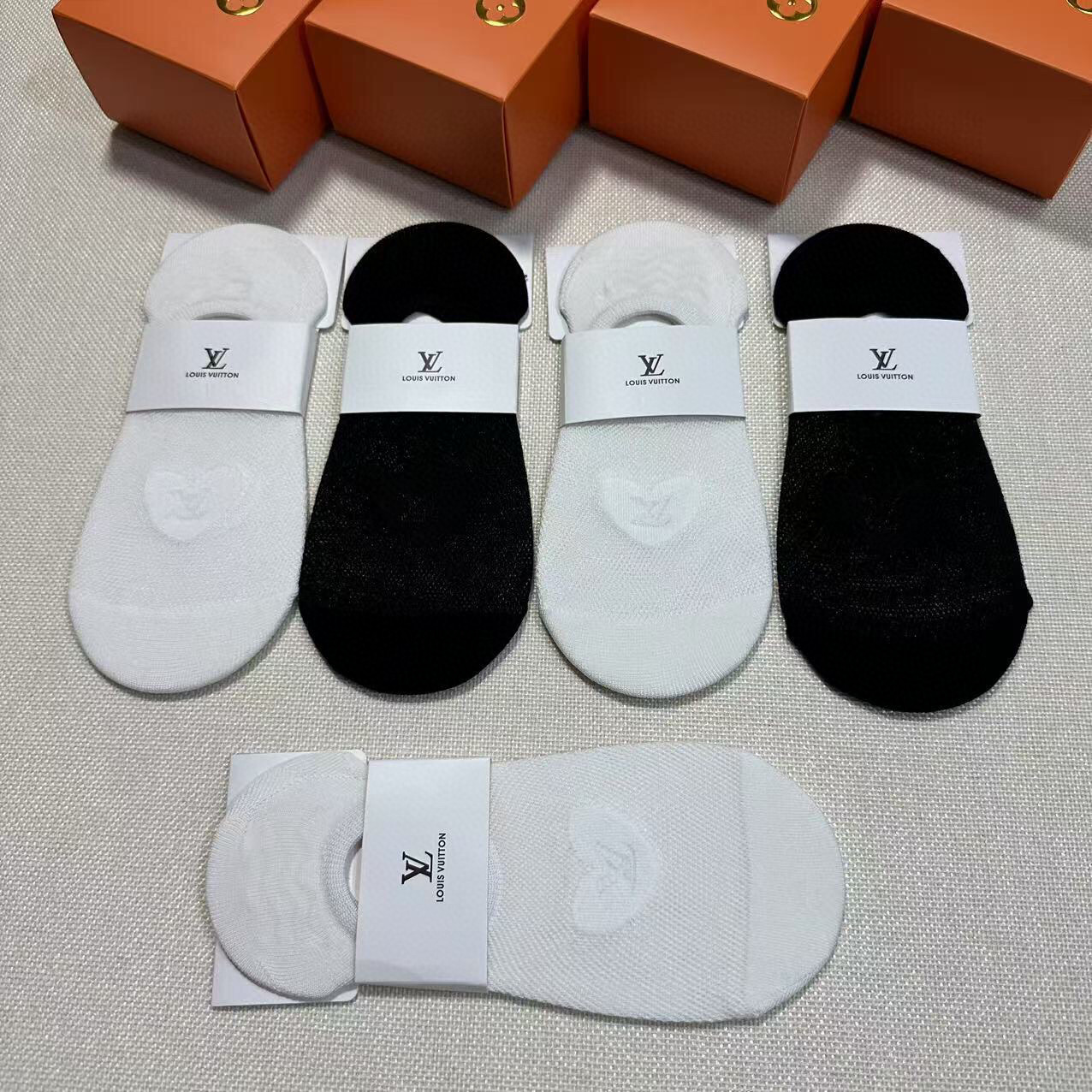  🆕Louis Vuitton · 路易威登❗️驴家新品女款隐形袜子❗【一盒五双】镂空网袜，提花经典标志