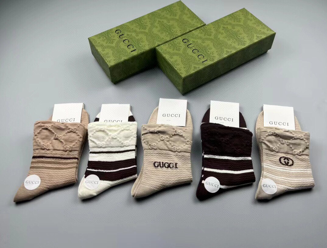  🆕Gucci · 古奇❗️G家新品袜子❗️【一盒五双】提花经典双G标志，超级nice，实物超漂亮，超火