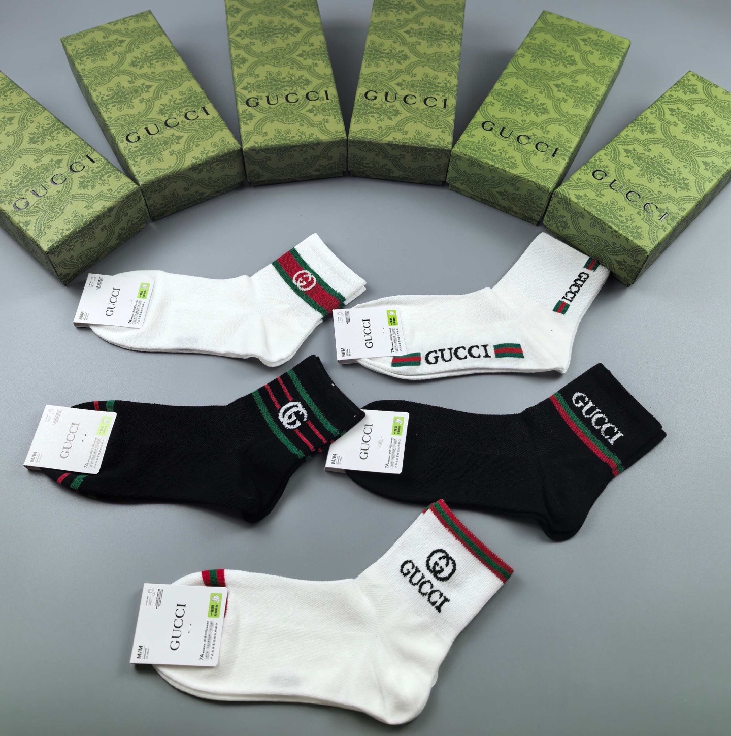  🆕Gucci · 古奇❗️G家新品袜子❗️【一盒五双】提花经典双G标志，超级nice，实物超漂亮，超火