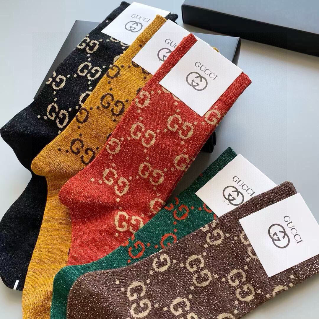  🆕Gucci · 古奇❗️炒鸡火爆的款式❗️【一盒五双】G家专柜一直在售的经典款，纯棉织造，加上闪闪金