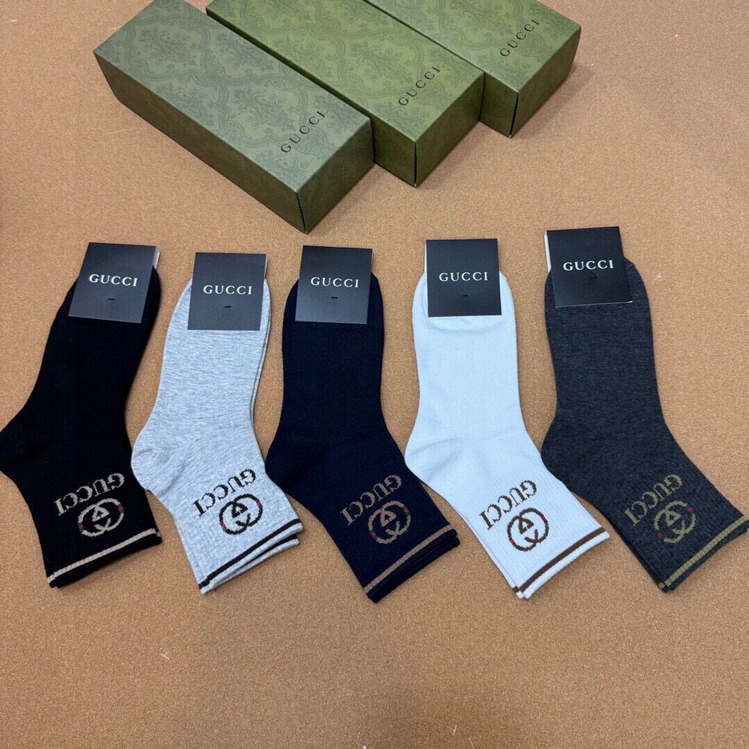  🆕Gucci · 古奇❗️G家新品袜子❗️【一盒五双】提花经典双G标志，超级nice，实物超漂亮，超火